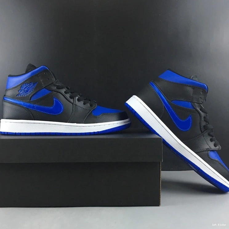 Jordan Royal Black Mid 1 Air Blue 554724-068 0406